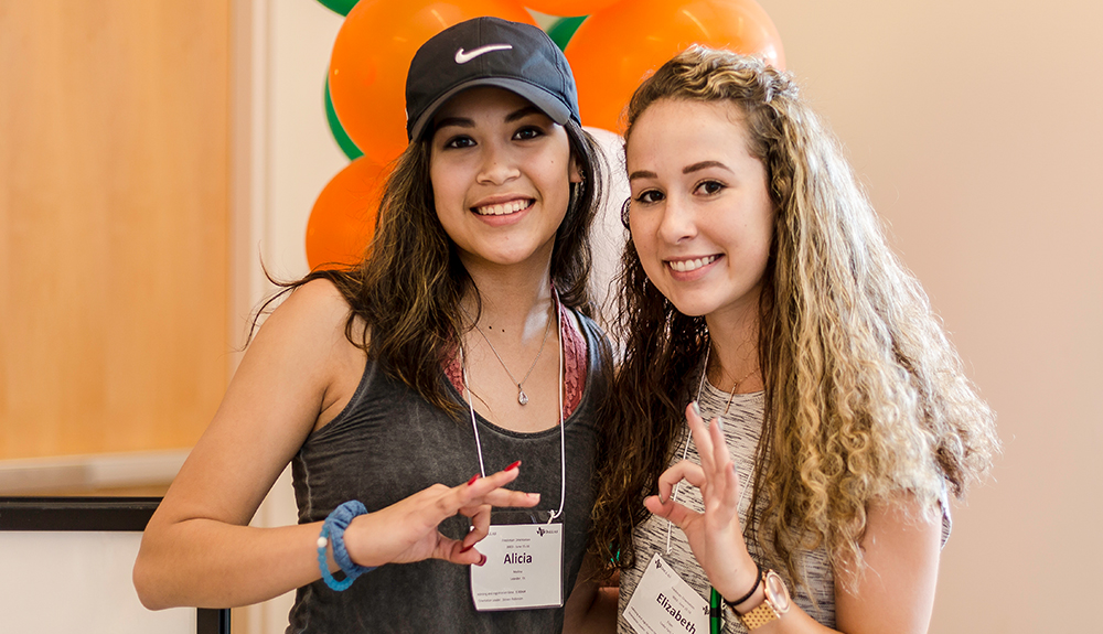 Alicia Molina and Elizabeth Esper hold up the mini Whoosh.