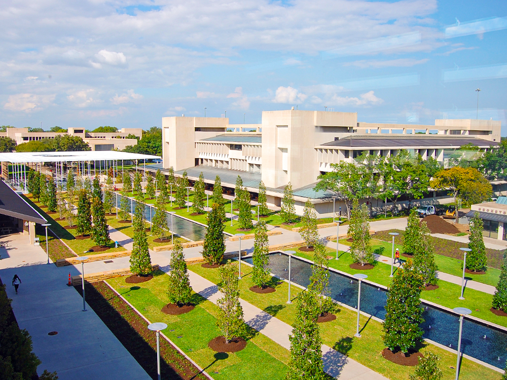 Aerial photo of the mall's reflecting pools and trees